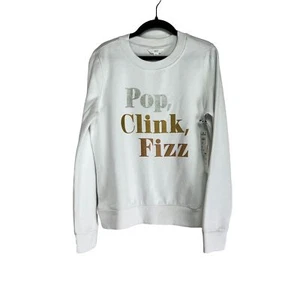 Neu mit Etikett 1901 Damenpullover Sweatshirt weiß Pop Clink Fizz Grafik Rundhalsausschnitt Größe S - Bild 1 von 9