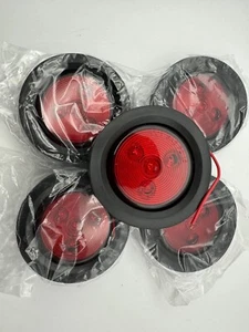 DOT Certified LED Round Brake Lights Side Markers Weatherproof 3.5 Inch Set Of 5 - Picture 1 of 3