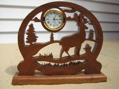  Reloj de Escritorio Artesanal Ciervo de Pie Abrigo Transparente Roble Foto 1 de 2