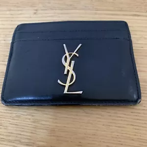 Saint Laurent ladies black leather card holder with centre pocket - Picture 1 of 11
