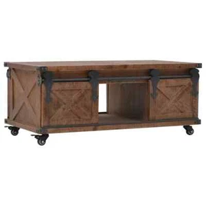 Rectangle Coffee Table Solid Wood Sofa Lounge Storage Shelf Rustic Industrial - Picture 1 of 12