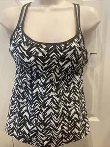 New with Tags Black White Tankini Top Size Small - Picture 1 of 3