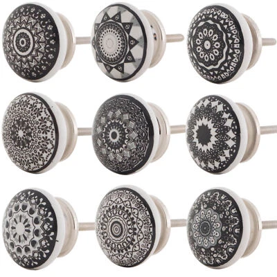 Möbelknopf Porzellan Möbelknauf für Schubladen schwarz Kommodenknopf   - Bild 1 von 2