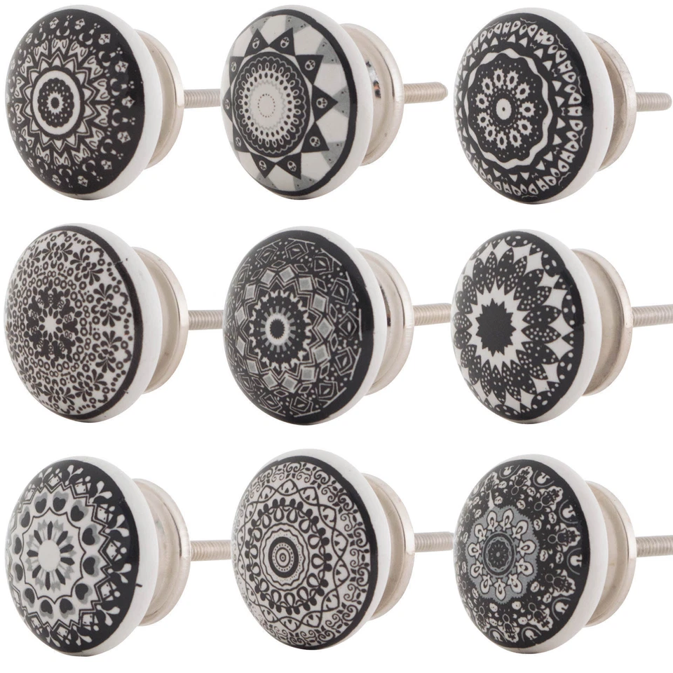 Möbelknopf Porzellan Möbelknauf für Schubladen schwarz Kommodenknopf   - Bild 1 von 2