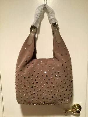 DKNY Wes Desert Beige Studded Suede Hobo Purse Handbag  NWT $498 - Image 1 of 4
