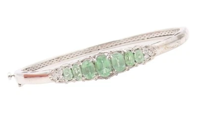 Pulseira vintage de prata esterlina 925 designer verde e branco topázio BT10735 - Imagem 1 de 4