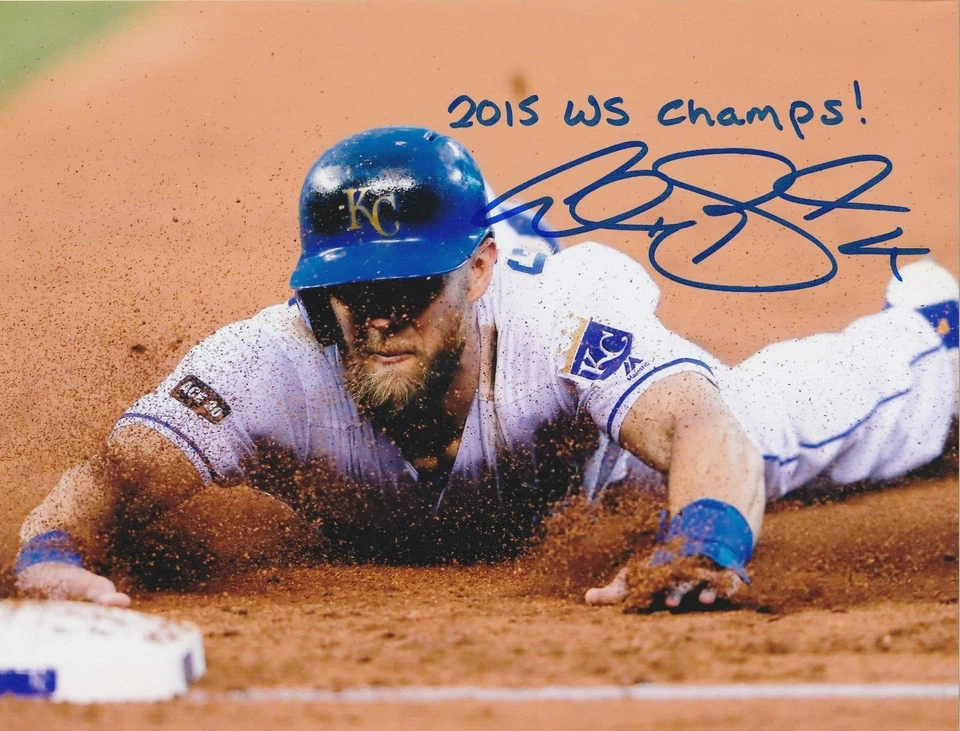 ALEX GORDON  KANSAS CITY ROYALS  2015 WS CHAMPS   ACTION SIGNED 8x10 - Image 1 of 1