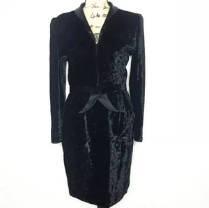 Valentino Blazer Rock Set 4 6 8 schwarz Samt zerkleinert Nacht - Bild 1 von 9