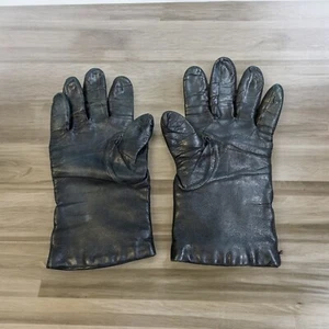 Guantes de cuero suave verde oliva oscuro Lord & Taylor de colección con forro 100 % cachemir 7 - Imagen 1 de 4