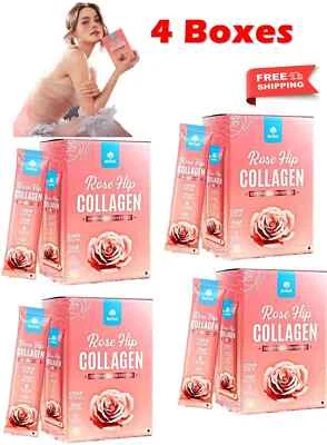 4 X Maná Rosa Mosqueta Colágeno Polvo Bebida Iluminadora Piel Antioxidante 7 Sobres Foto 1 de 4