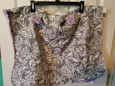 CARSEAT CANOPY Cover White, Gray/white With Soft purple Dot pattern on flipside - Image 1 of 4