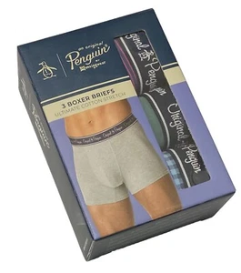 Penguin 3-Pack Men's Cotton Stretch Boxer Briefs X-Large (40-42) Blue/Green/Pink - Picture 1 of 4