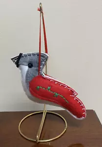 9er Set rote Kardinäle handgefertigte Stiche genäht Weihnachtsschmuck - Bild 1 von 3