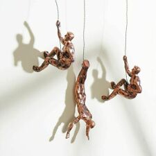 Rock Climbing Resin Men Sculpture Wall Hanging Bronze