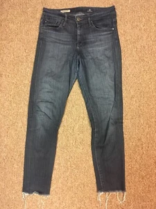 Pantalones de mezclilla ajustados elásticos de tiro alto Adriano Goldschmied The Farrah, lavado oscuro, 28 R - Imagen 1 de 8