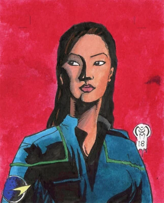 Star Trek Rittenhouse Sketchafex UNCUT Sketch Card Hoshi Sato UNKNOWN ARTIST SET - Image 1 of 3