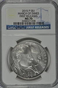 2015 P March of Dimes Uncirculated Silver Dollar NGC MS70 First Release - Picture 1 of 5