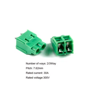 Green Straight Plug 300V/30A 7.62mm Pitch Screw Type PCB Terminal Block 2 / 3Way - Picture 1 of 6