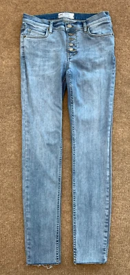 Free People Jeans Womens 26 Low Rise Button Fly Raw Hem Skinny Stretch Y2K Denim - Image 1 of 4