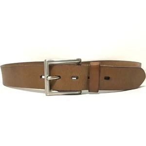 Men's Belt Brown 40 Leather Rugged Wide Casual Silver Tone Buckle USA Made Men - Picture 1 of 10