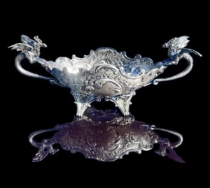 Amazing Antique Mexican Revolution Gargoyle Bowl - 800 Silver - Museum Grade ￼ - Picture 1 of 8