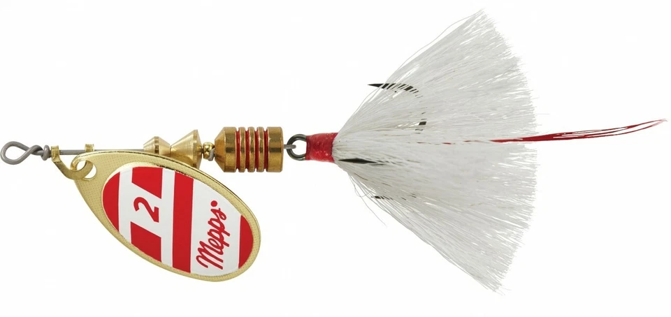 Mepps AGLIA # 1 Vestido Dorado Rojo Blanco/Cola Blanca Foto 1 de 1