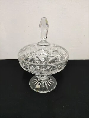 Vaso contenitore porta confetti caramelle bon bon in cristallo bohemia Vintage - Immagine 1 di 4