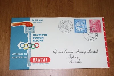 Cubierta de vuelo Quantas, vuelo de llama olímpica, 2/10/1956 ENVÍO GRATUITO A EE. UU. Foto 1 de 3