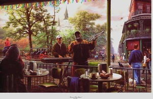 Crescent City Classic por RC Davis New Orleans Café Du Monde, firmado - Imagen 1 de 4