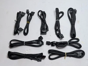 9x EVGA Original Assorted OEM Power Supply Cables - SATA, PCI-E, Molex, CPU - Picture 1 of 9