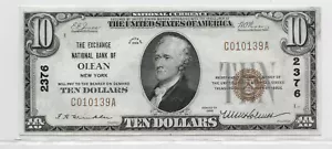 1929 Exchange National Bank of Olean, NY $10 T1 Extra Fine - Picture 1 of 2