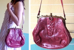 echt vintage leder Tasche weinrot Arzttasche Boho Stil Schultertasche - Bild 1 von 11