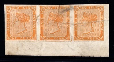 #4b strip of 3 Prince-Edward-Island Canada mint  original gum  RARE - Image 1 of 2