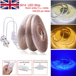 220V 3014 LED Strip Lights Waterproof Commercial Flexible Rope Light UK Plug In - Picture 1 of 15