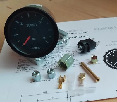 VDO Cockpit Vision Ladedruckanzeige 0-3 Bar mechanisch 12V 52mm Audi VW Turbo - Bild 1 von 4