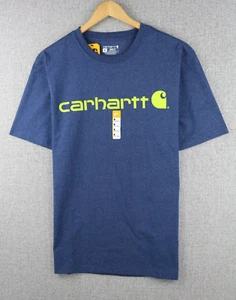 Carhartt Men’s Size M Loose Fit Heavy Weight Blue Graphic T-shirt Spell out NWT - Picture 1 of 9