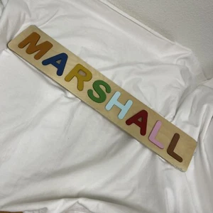 Marshall Wood Personalized Name Puzzle COLORFUL Letters Wooden Toy New! - Picture 1 of 4