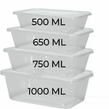 Plastic Food Containers Clear Lids Takeaway Microwave Safe Storage Tubs Boxes