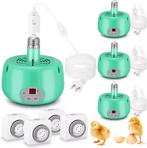 4 Pack Timing Chicken Coop Heater Lamps, E27 Bulb Light Reptile Heating Lamp wit - Picture 1 of 12