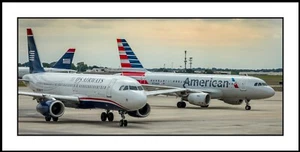 American & USAirways Airlines Airbus 10" x 20" Color Photograph (APPM10088) - Picture 1 of 1