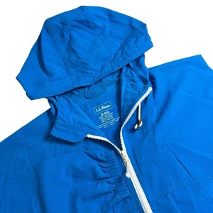 L.L. Bean Womens Medium Blue Nylon Full Zip Soft Shell Hooded Lightweight Jacket - Picture 1 of 7