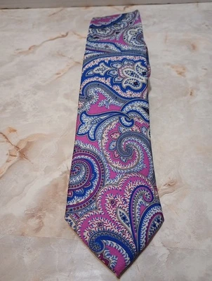 Men's Express Paisley Pattern 100% Silk Tie - Purple, Blue, Pink 3.5" Width  - Image 1 of 4