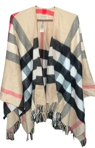 Autentico Maglione Burberry Cashmere Cape, Londra 140 X 135 Cm Scozia - Foto 1 di 10
