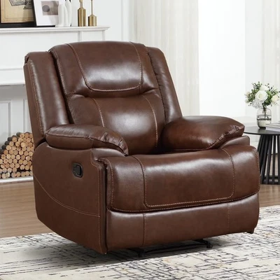 CANMOV 37.4" Ancho Cuero Genuino Manual Cero Espacio para la Cabeza Reclinable Cine en Casa Foto 1 de 4