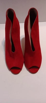 Botines halógenos para mujer de cuero rojo de 4 pulgadas de tacón alto 8M usados Foto 1 de 4