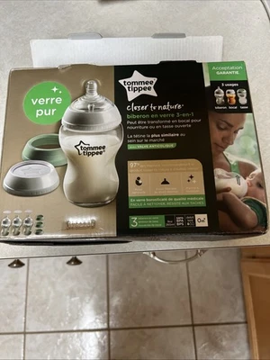 Tommee Tippee Closer to Nature 3 in 1 Convertible Clear Glass Bottles 9 oz 2pk - Image 1 of 2