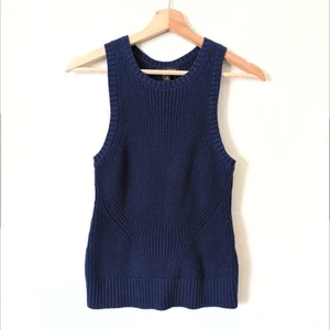 Banana Republic Knit Tank Top XS Petite Womens Blue Ribbed Organic Cotton Chic - Picture 1 of 5