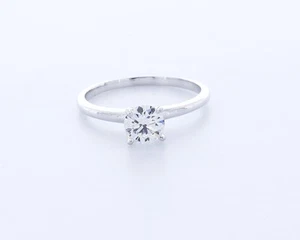 0.7CT Lab-Created Diamond E/VVS1 Round Cut 14K Gold Prong Classic Solitaire Ring - Picture 1 of 4