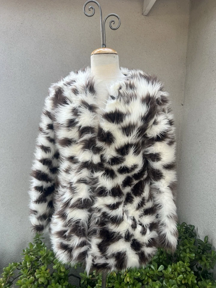Chaqueta De Colección Años 80 Imitación Piel Marrón Blanco Estampado Animal XS/S Lillie Rubin Foto 1 de 4