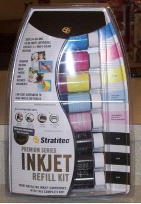 Stratitec Premium Series Inkjet Printer Ink Refill 8 Bottles NEW*FREE SHIP - Image 1 of 4